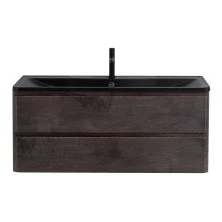 BelBagno Тумба с раковиной ALBANO 120 см, подвесная Rovere Nature Grigio, чёрная раковина