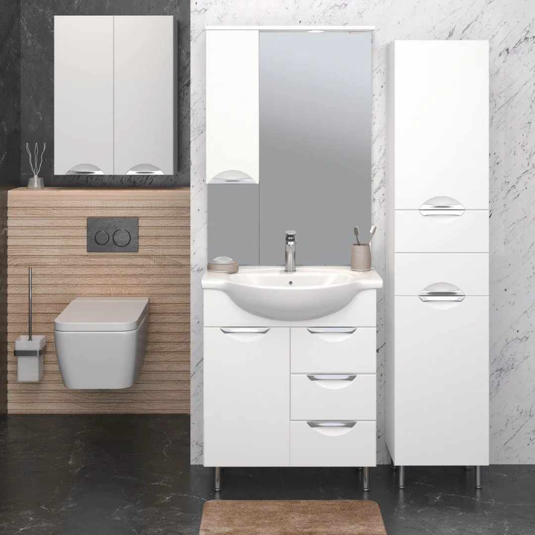 Приобрести aqua de marco зеркало-шкаф eleganse 70 см, левое, белый\хром 1070cele/l