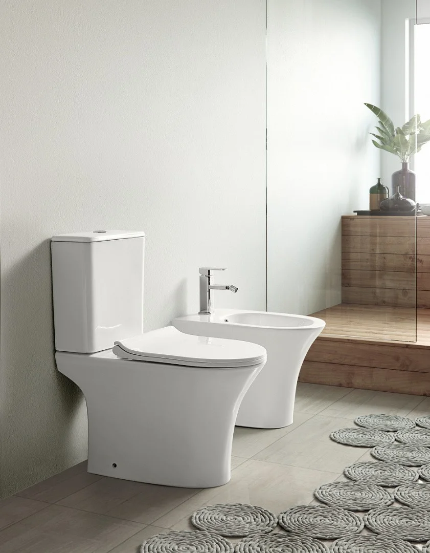 Приобрести azario напольный унитаз-компакт fretta round, безободковый, c крышкой с микролифтом az-1217 + az-1216-g