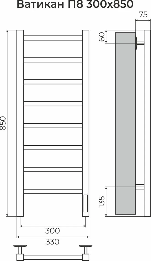 Приобрести terminus полотенцесушитель ватикан п8 30х85 см, электрический, хром