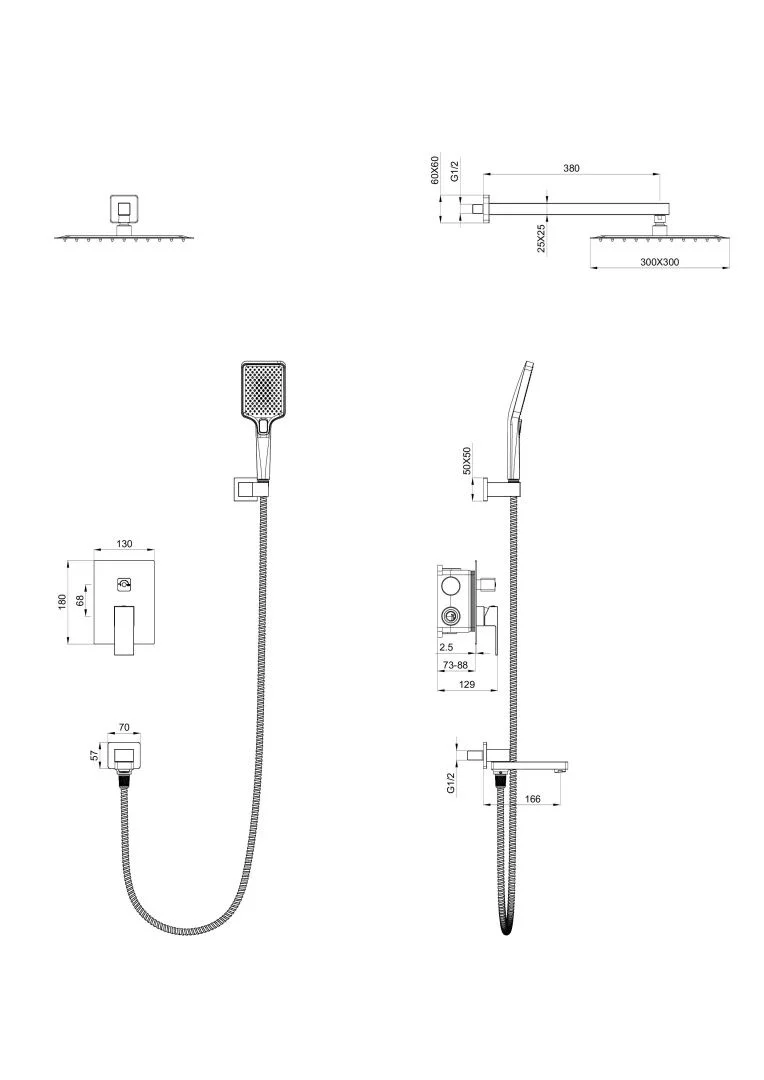 Приобрести душевая система встраиваемая wonzon & woghand cube, брашированное золото (ww-88939016-bg)