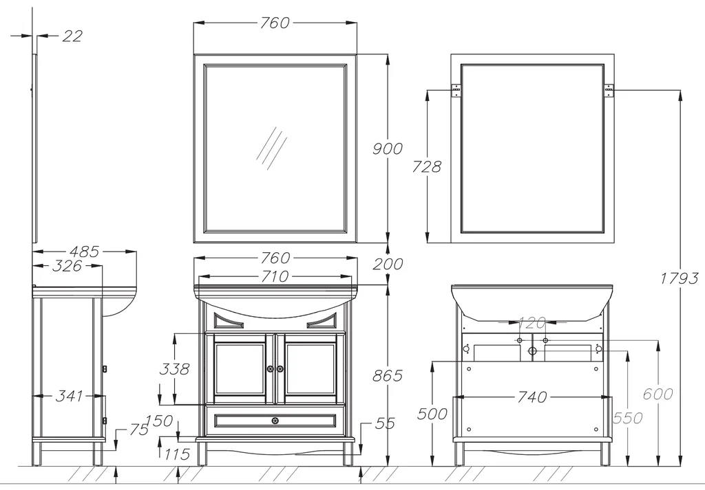 Приобрести opadiris тумба напольная с раковиной омега 75 см, слоновая кость