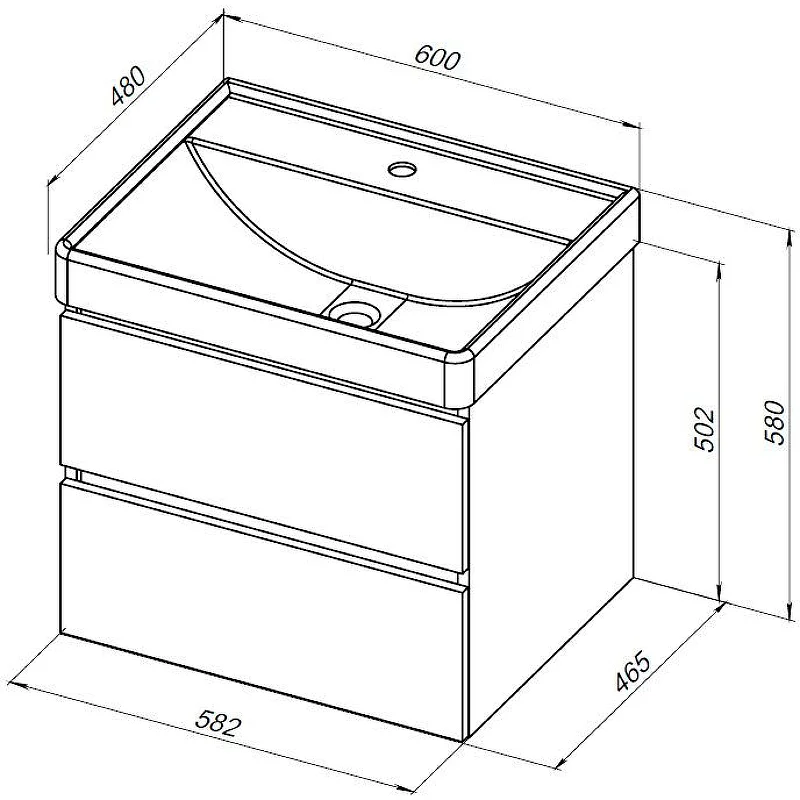 Приобрести aquanet тумба с раковиной вега 60 см, черный