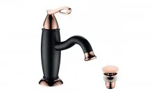 LEMARK Смеситель для раковины Prime с донным клапаном, черный\золото LM6106BRG
