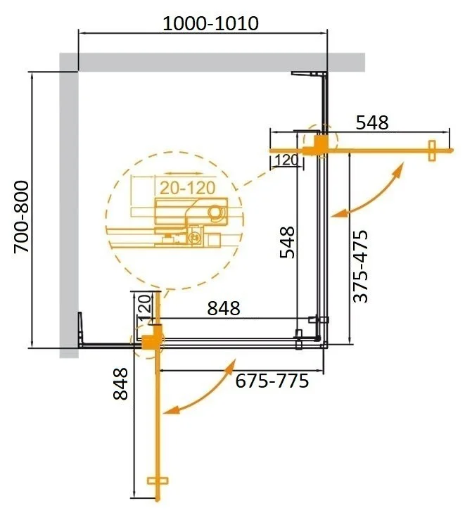 Приобрести cezares душевое ограждение slider 70х100см slider-ah-2-70/80-100/110-c-cr