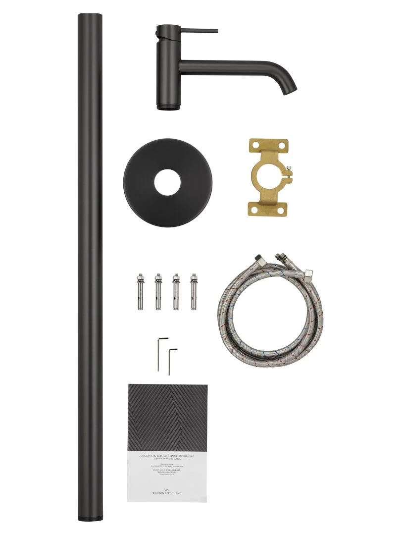 Приобрести смеситель для раковины напольного монтажа wonzon & woghand stick, темный графит (ww-88649905-bgm)