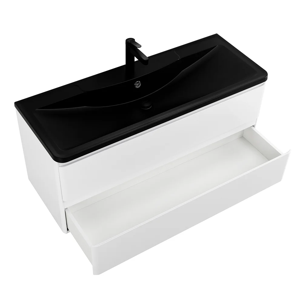 Приобрести belbagno тумба с раковиной albano 120 см, подвесная bianco lucido, чёрная раковина