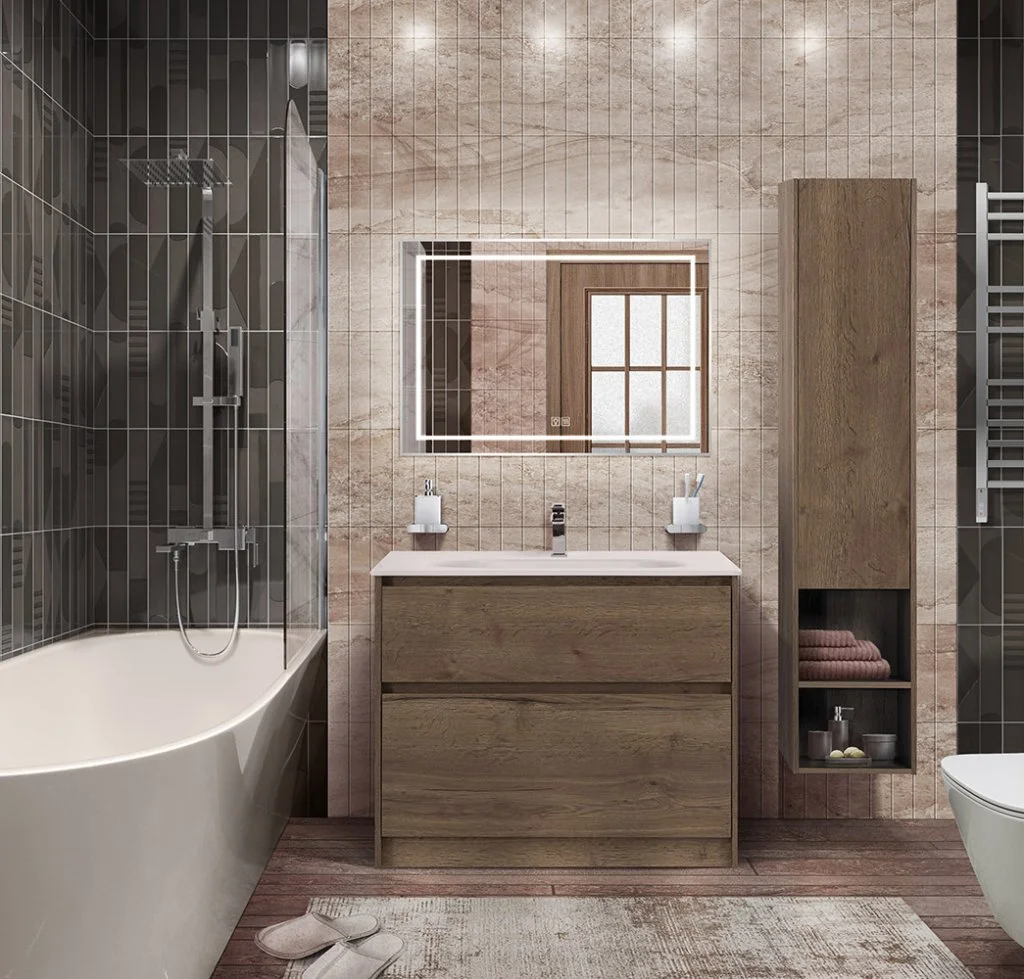 Приобрести belbagno тумба с раковиной kraft 100 см, напольная bianco opaco, белая раковина