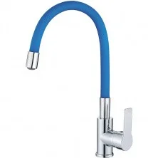 HAIBA Смеситель для кухни 396 мм, гибкий излив, синий\хром HB-70112-4