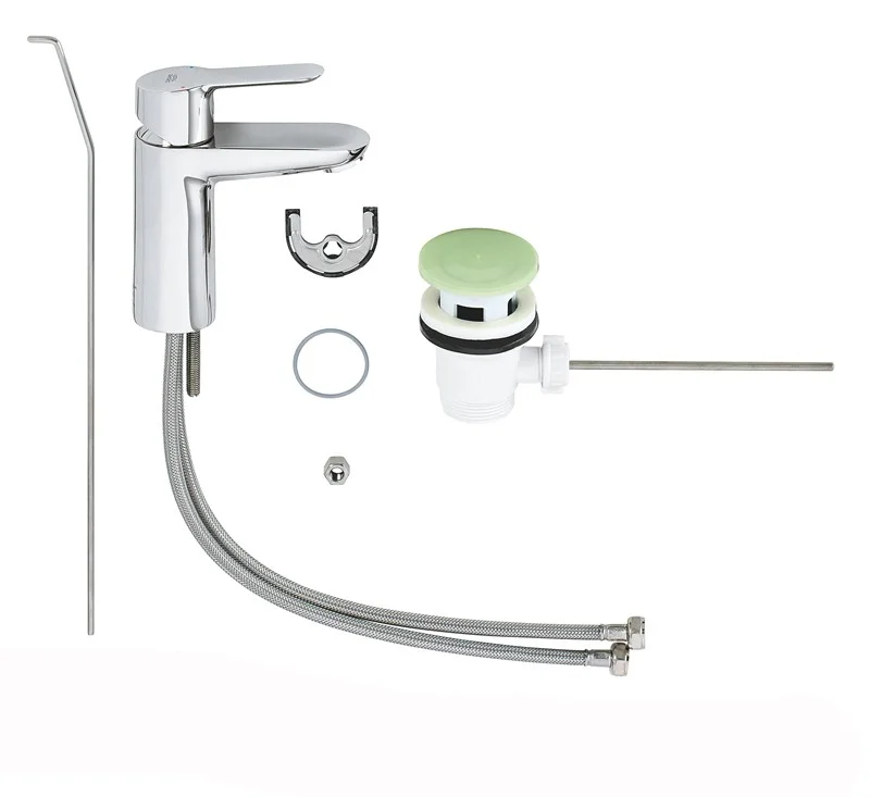 Приобрести смеситель для раковины grohe bauedge с донным клапаном, хром 23328000