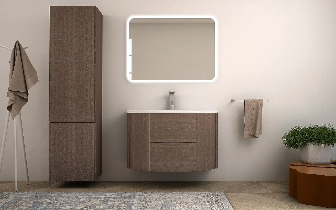 Приобрести cezares тумба подвесная с раковиной eden 91 см rovere scuro soft, стекло, коричневая 55070