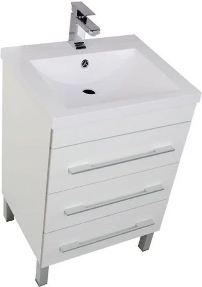 Приобрести aquanet тумба с раковиной верона 58 см, белая (напольная 3 ящика)
