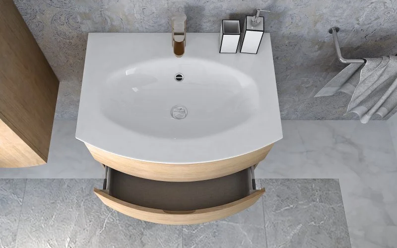 Приобрести cezares тумба подвесная с раковиной vague 70х55см, светлое дерево