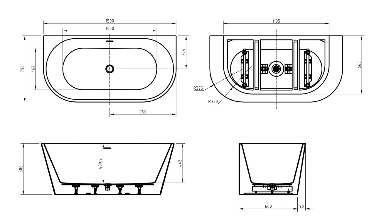 Приобрести belbagno акриловая ванна 150х75 см, пристенная, белая bb710-1500-750
