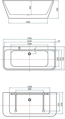 Приобрести aquanet акриловая ванна family perfect 170x75 см, 13775 gloss finish