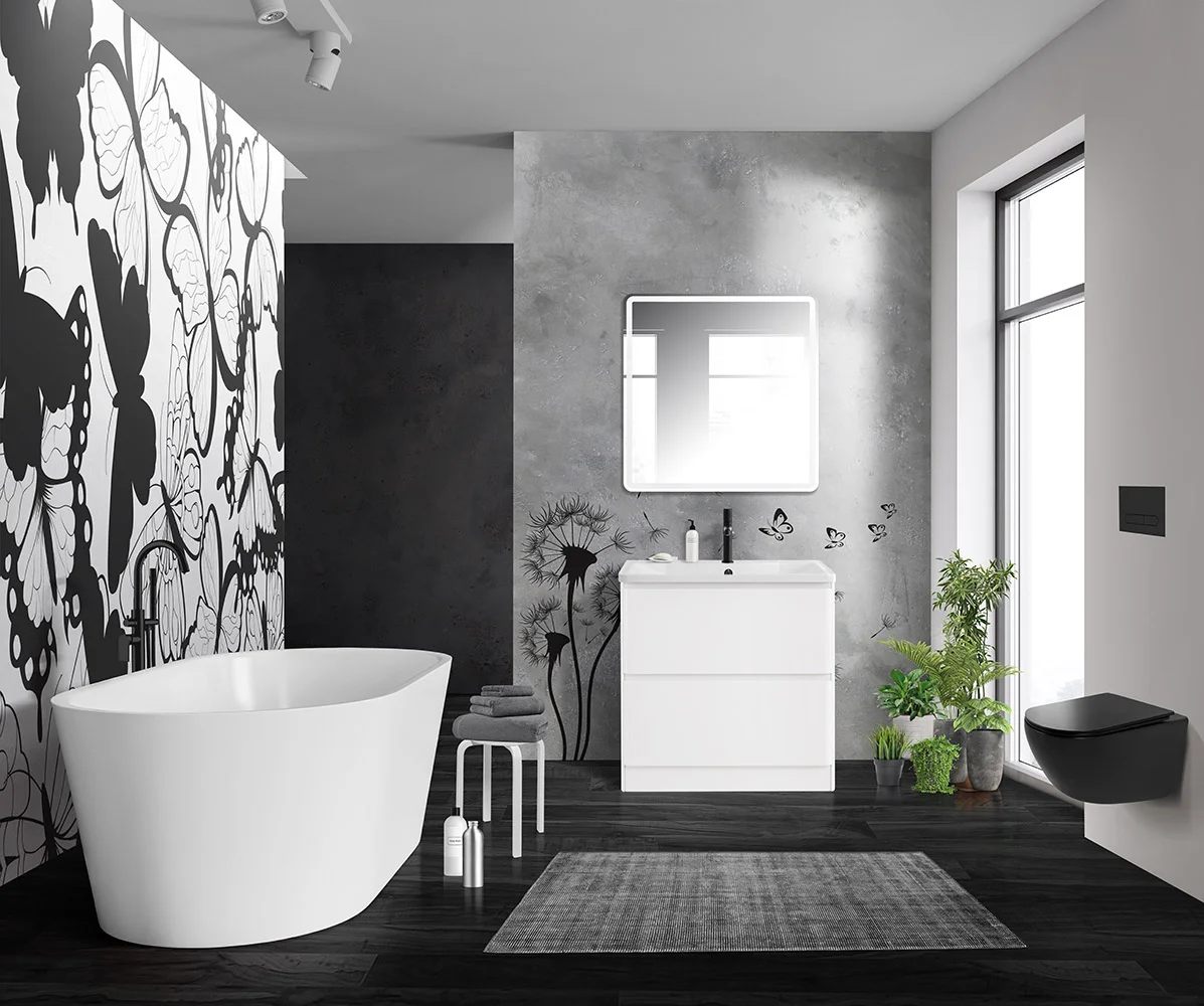 Приобрести belbagno тумба с раковиной albano 90 см, напольная bianco lucido, белая раковина