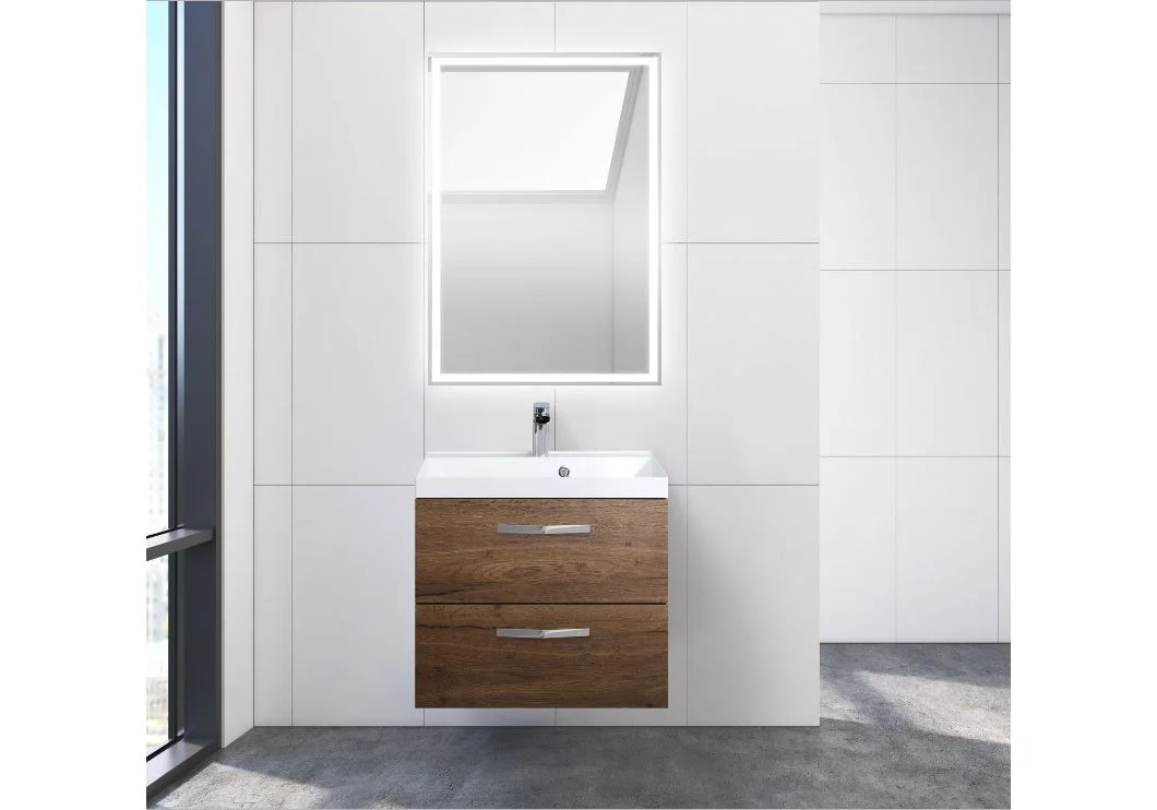 Приобрести тумба подвесная с раковиной belbagno aurora-600-2c-so-rt 60 см, rovere tabacco