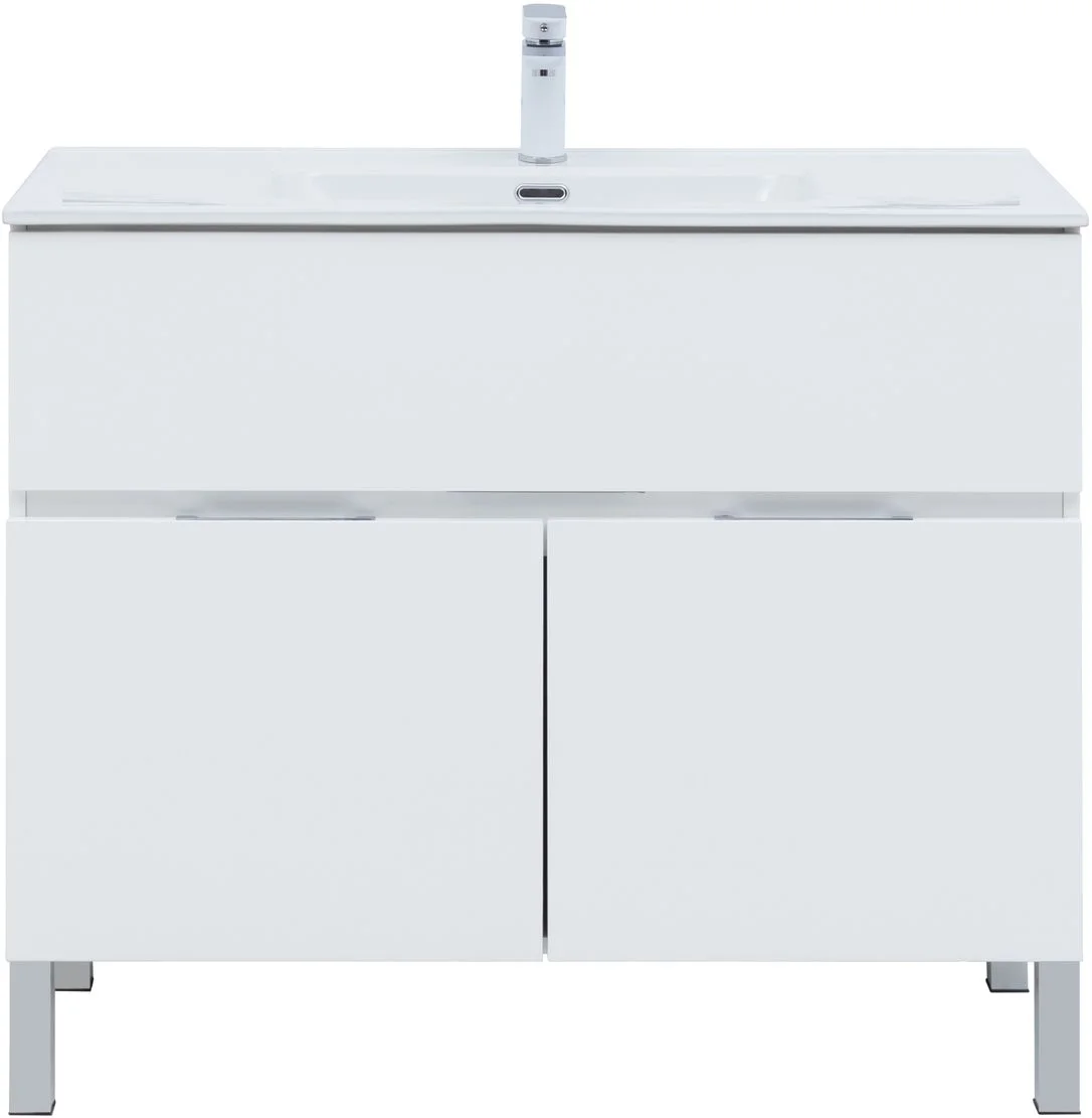 Приобрести aquanet тумба с раковиной алвита new 100 см, 1 ящик, 2 дверцы, белая матовая