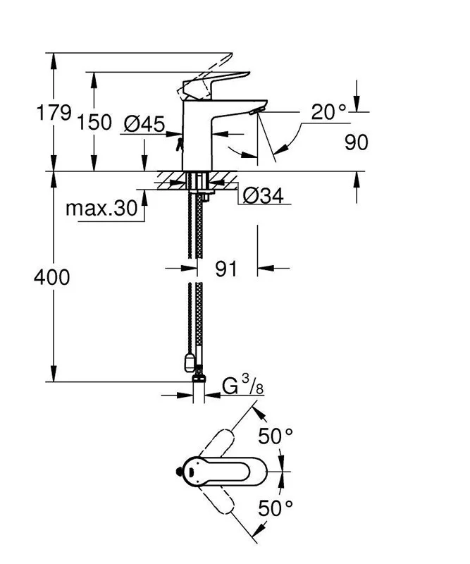 Приобрести смеситель для раковины grohe bauedge, хром 23329000