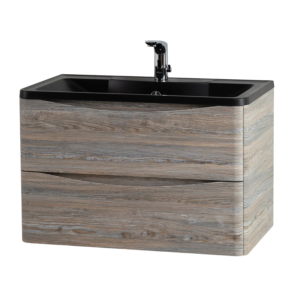 Приобрести belbagno тумба с раковиной acqua 80 см, подвесная pino scania, чёрная раковина