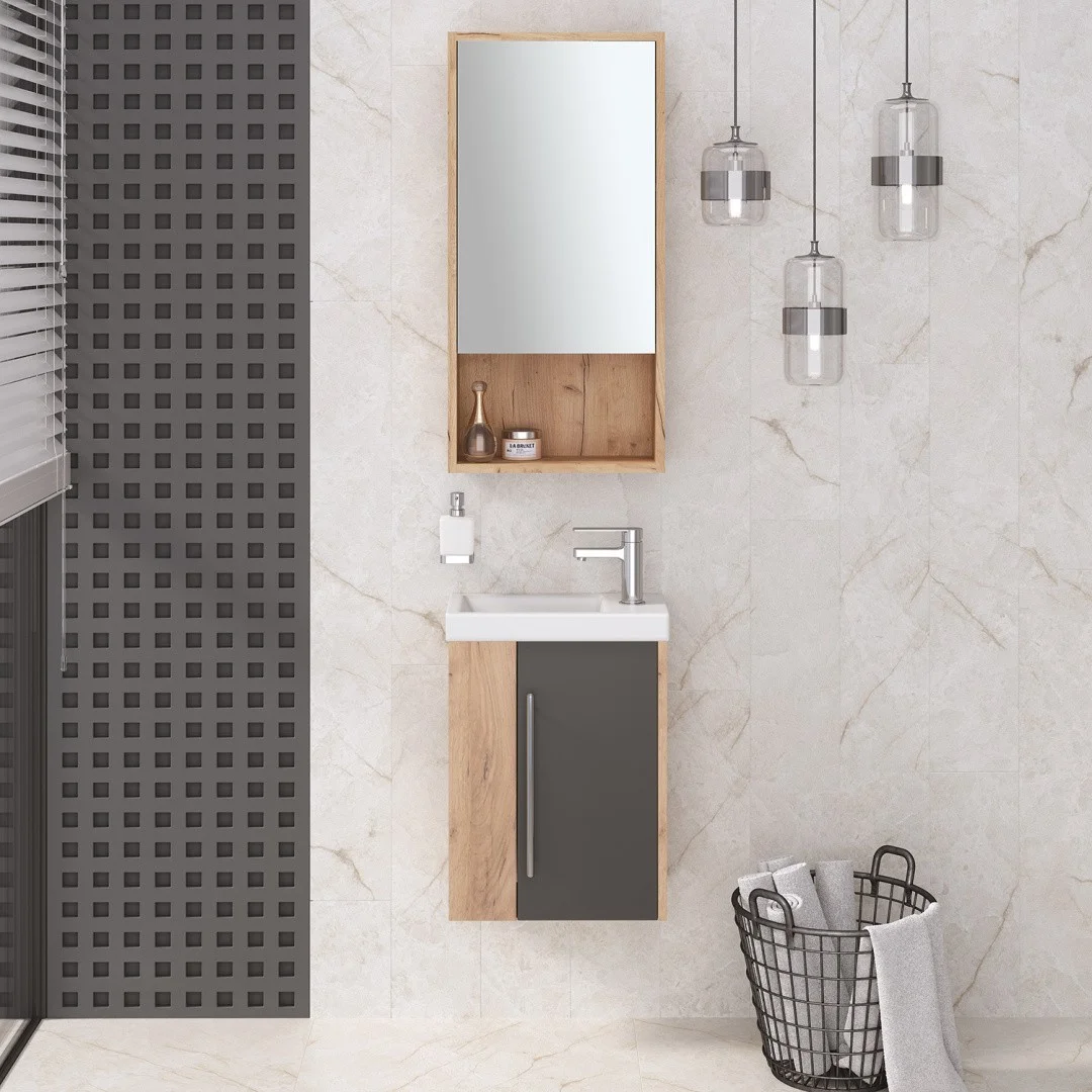 Приобрести зеркало шкаф melbourne 40 см. дуб/серый