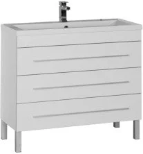 Aquanet Тумба с раковиной Верона 100 см, белая (напольная 3 ящика)