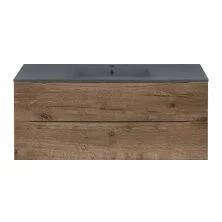 Vincea Тумба подвесная Mia 120 см, дуб винтаж с раковиной матовый антрацит VMC-2MC120VO;VBS-13120MA