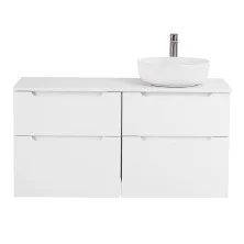 BelBagno Тумба со столешницей ETNA-H60 120 см, подвесная Bianco Lucido, раковина справа