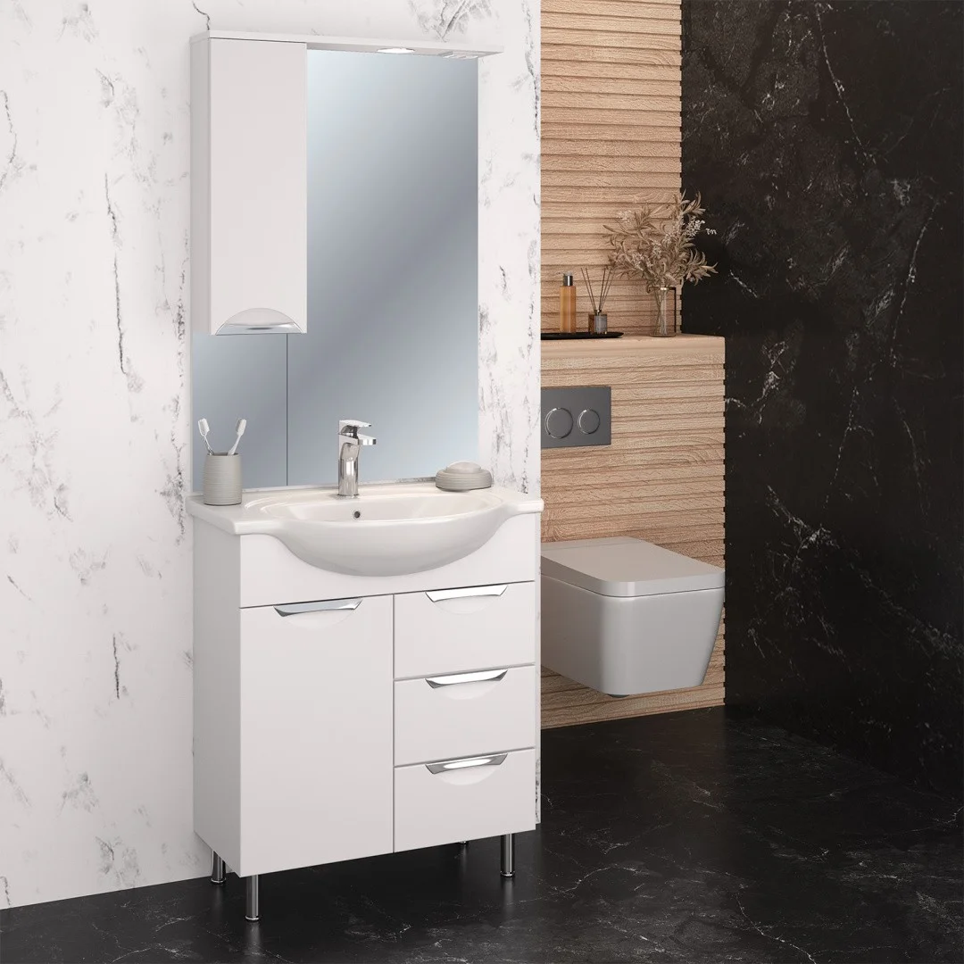 Приобрести aqua de marco зеркало-шкаф eleganse 70 см, левое, белый\хром 1070cele/l