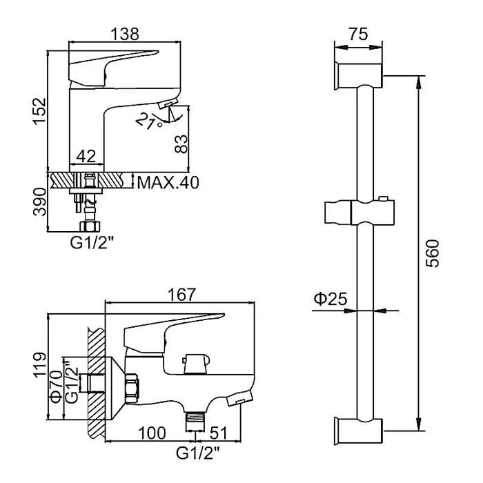 Приобрести ledeme набор смесителей 3в1, хром l9030