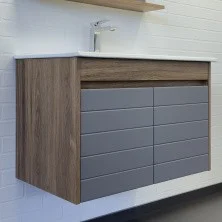 Сomforty Тумба с раковиной Кемер-75 антрацит/дуб тёмно-коричневый