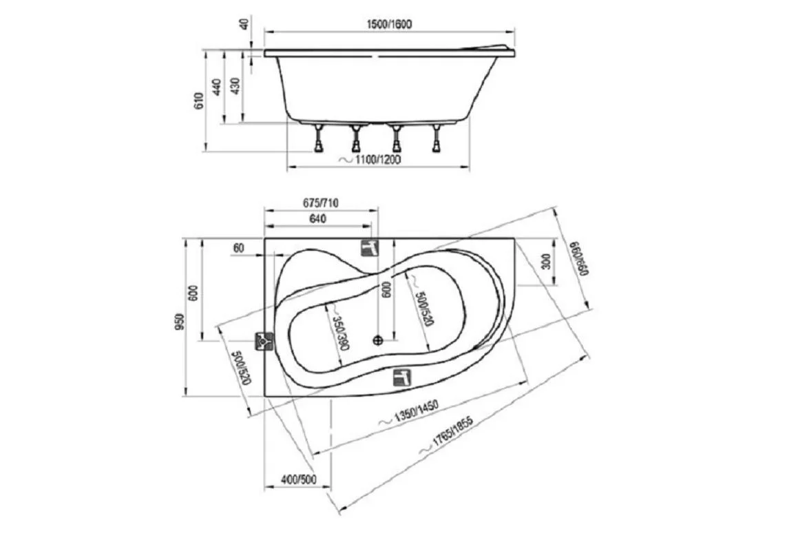 Приобрести акриловая ванна ravak rosa 150х95 см c561000000 r