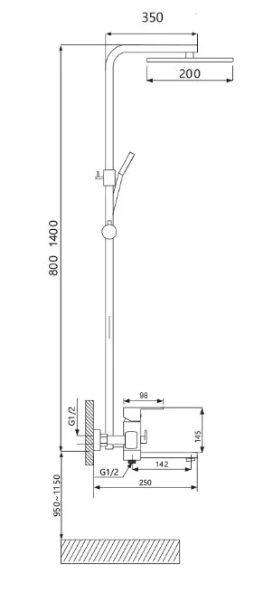 Приобрести душевая система vieir gunzi 1400 мм, графит/gun metal v113562g