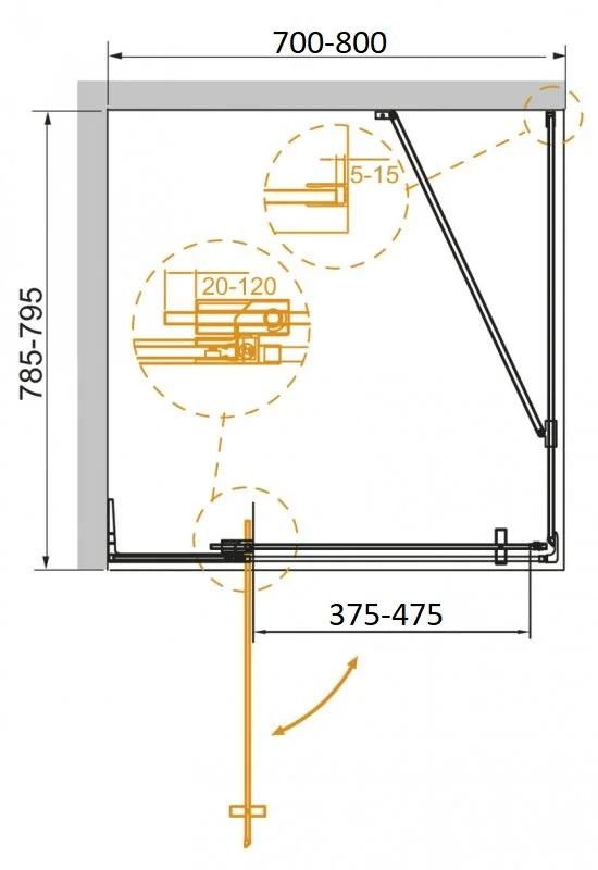 Приобрести cezares душевое ограждение slider 70х80 см, серый\черный slider-ah-1-80-70/80-grigio-nero