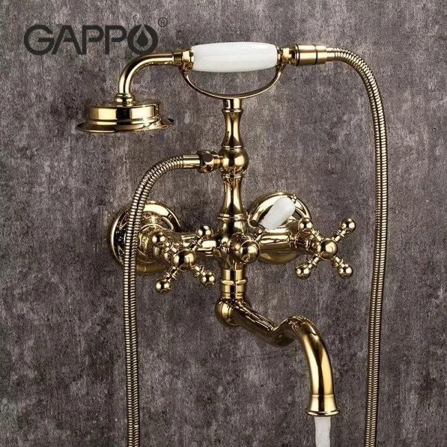 Приобрести gappo смеситель для ванны и душа g3289-6 с длинным изливом, золото 16660