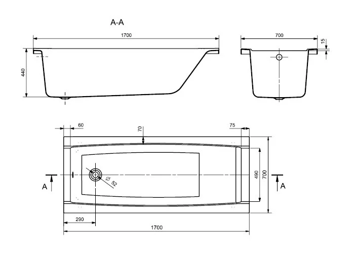 Приобрести santek санторини акриловая ванна, прямоугольная 170х70 см, белая