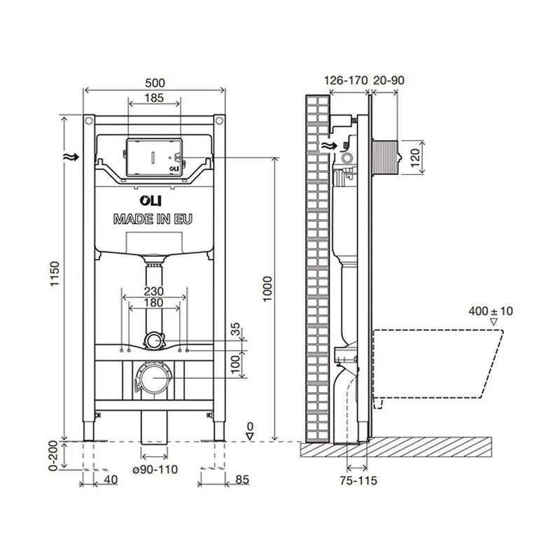 Приобрести инсталляция для унитаза oli 120 eco sanitarblock mechanic 879236
