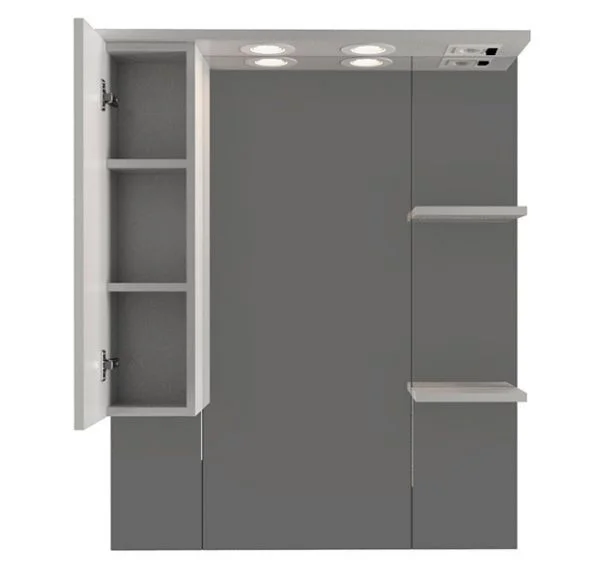 Приобрести mirsant зеркало шкаф сандра 80 см, с подсветкой, белый, левый ут000046036