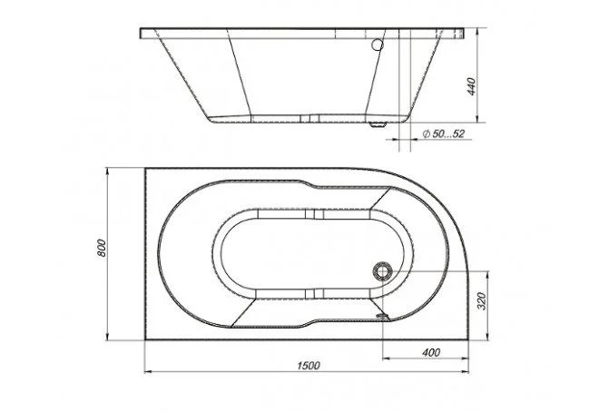 Приобрести mirsant ванна акриловая небуг premium 150x80 см r
