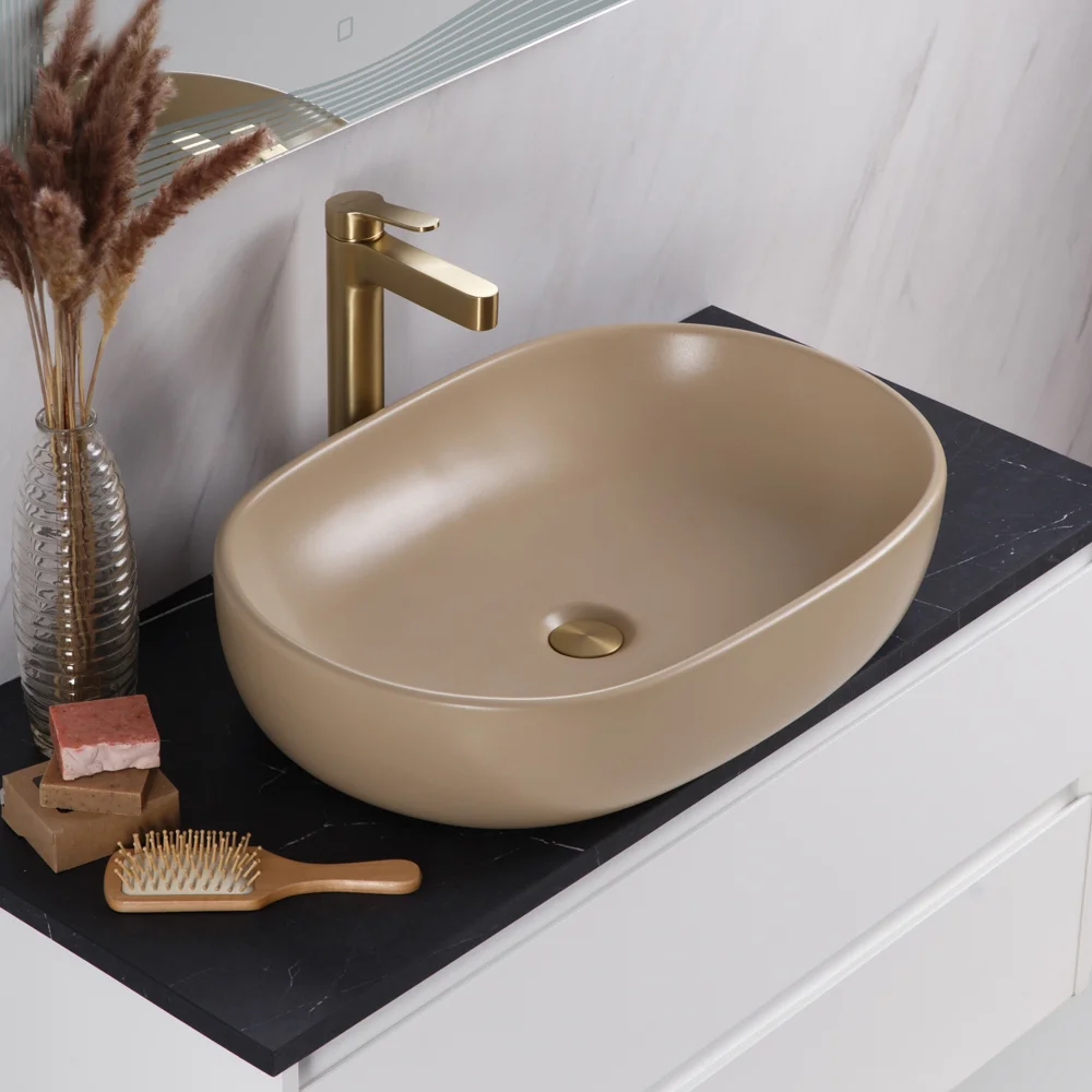 Приобрести belbagno накладная раковина 60х42 см, бежевая матовая bb1084-h316