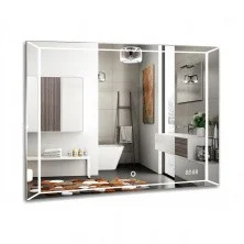 Azario Зеркало VOLL 800*600, белый, сенсорный включатель, часы, ФР-00001399