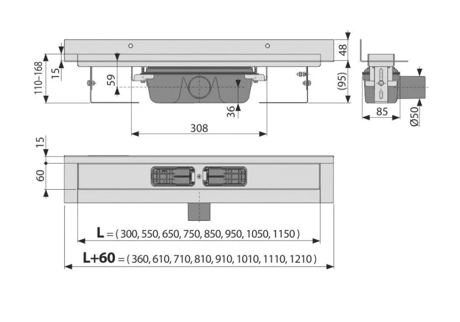 Приобрести сливной трап alcaplast apz16-850 wall 
