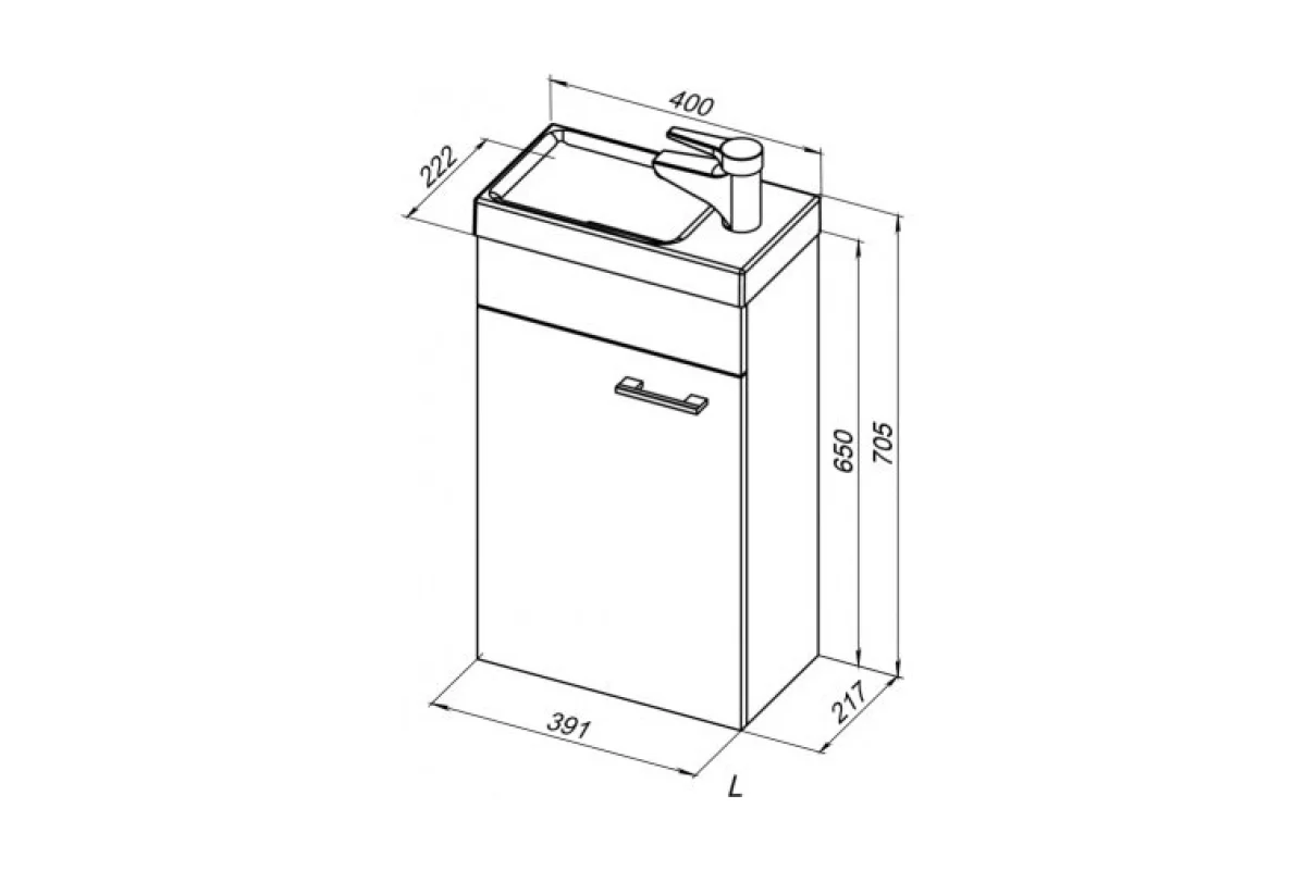 Приобрести aquanet тумба с раковиной нота 40 см, r (moduo) белая