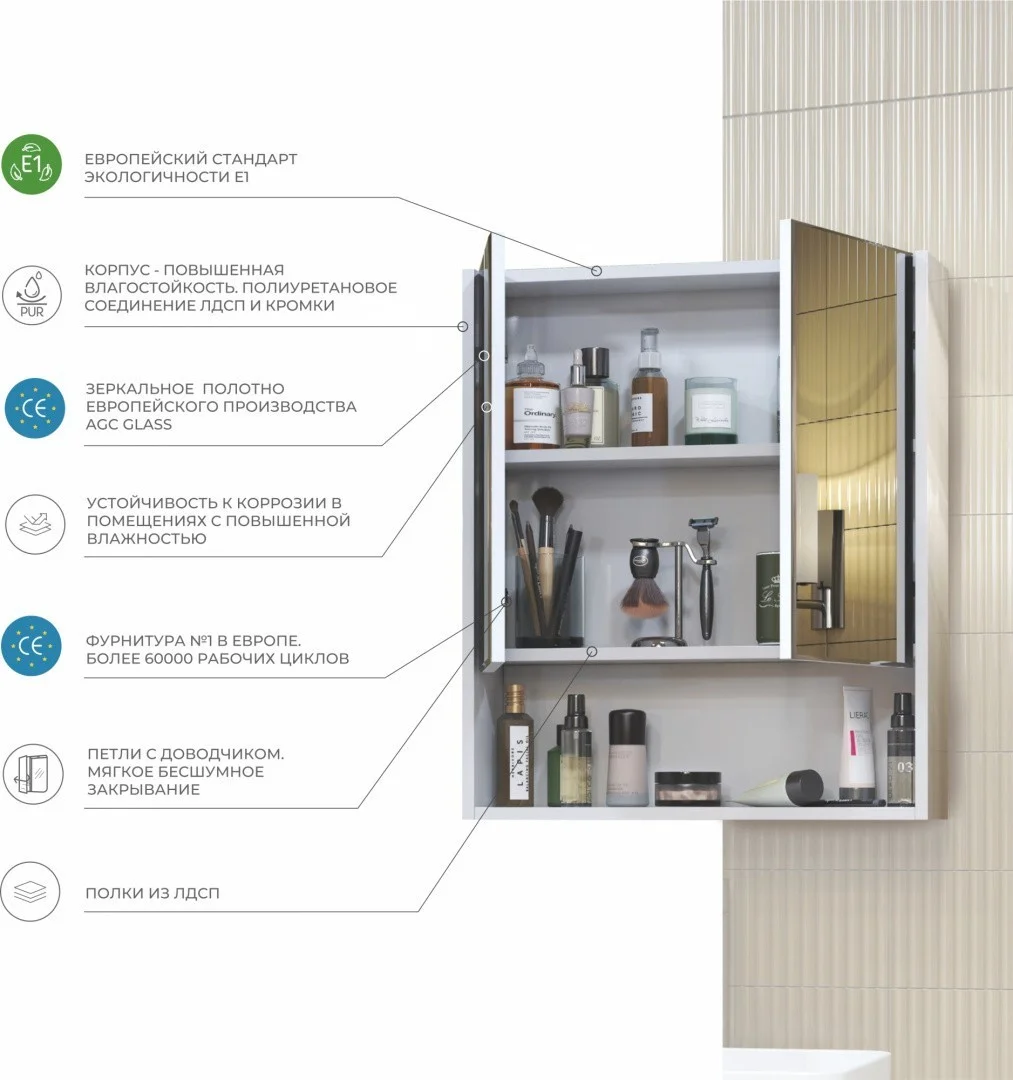 Приобрести vigo зеркало-шкаф urban 60 см, белый zsh.urb.60