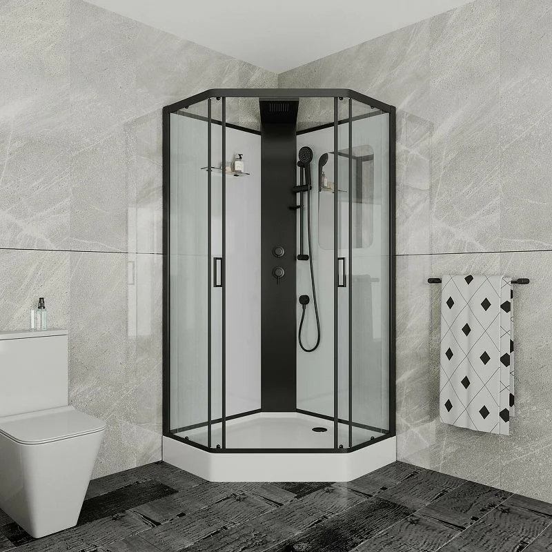 Приобрести grossman душевая кабина elegans 100х100 см, пентагональная, черная матовая gr250d