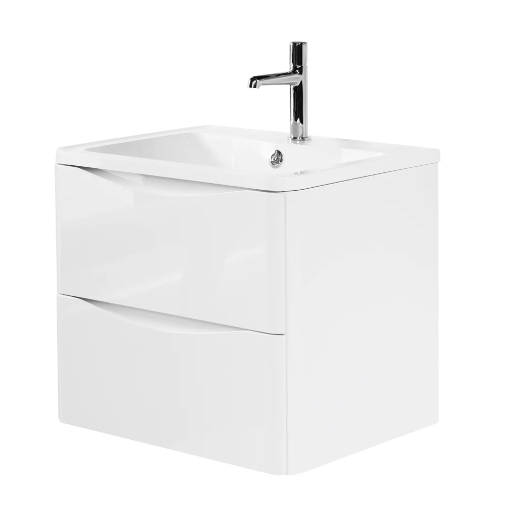 Приобрести belbagno тумба с раковиной acqua 60 см, подвесная bianco lucido, белая раковина