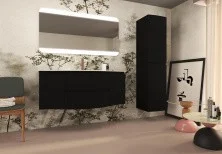 Cezares Тумба подвесная с раковиной VAGUE 138 Nero Opaco, черная 55282