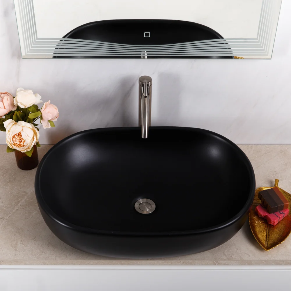 Приобрести belbagno накладная раковина 60х42 см, черный матовый bb1084-h301