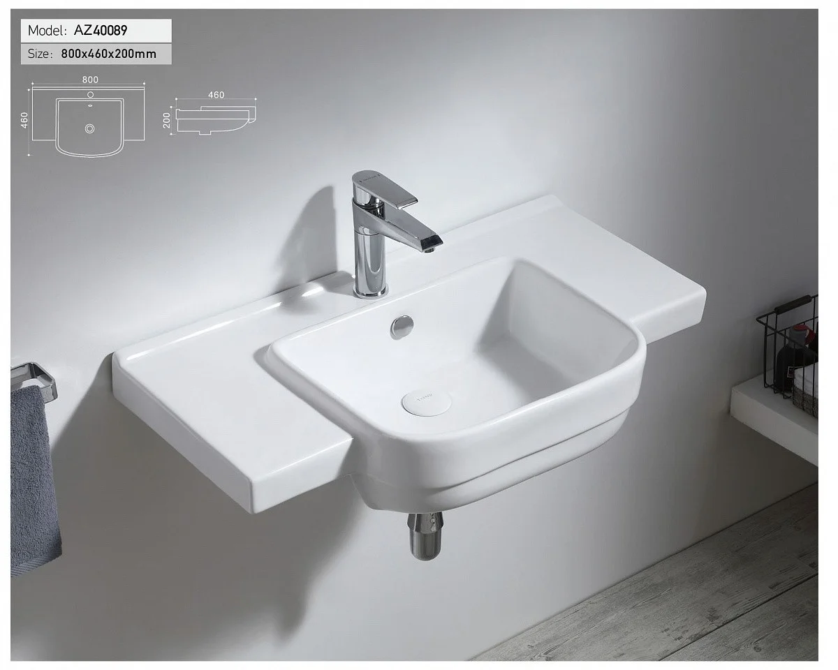 Приобрести azario раковина подвесная 80х46 см, белая az-40089