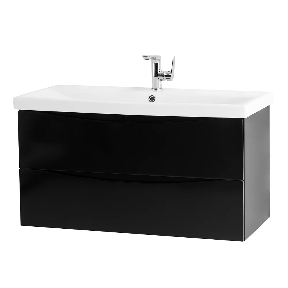 Приобрести belbagno тумба с раковиной marino-cer 100 см, подвесная nero lucido, белая раковина